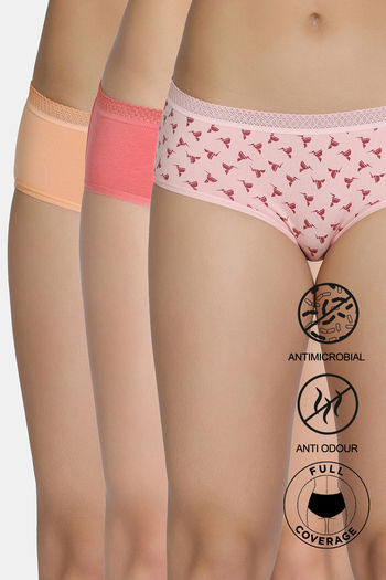 Buy Zivame Low Rise Full Coverage Hipster Panty  (Pack of 3) - Multicolor